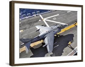 An AV-8B Harrier  Prepares to Takeoff from USS Peleliu-Stocktrek Images-Framed Photographic Print