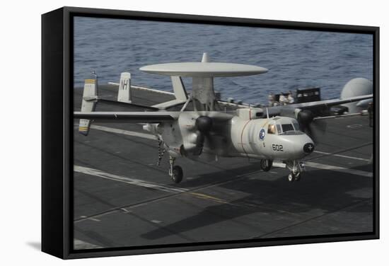 An E-2C Hawkeye Lands Aboard the Aircraft Carrier USS Nimitz-null-Framed Stretched Canvas