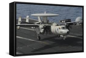 An E-2C Hawkeye Lands Aboard the Aircraft Carrier USS Nimitz-null-Framed Stretched Canvas