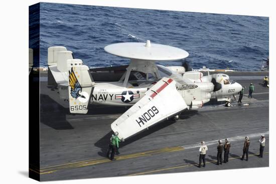 An E-2C Hawkeye on the Flight Deck Aboard USS Nimitz-null-Stretched Canvas