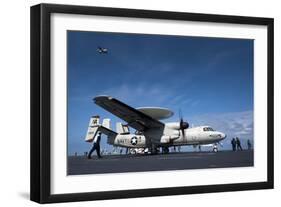 An E-2C Hawkeye Prepares to Launch from the Flight Deck of USS Carl Vinson-null-Framed Photographic Print