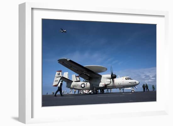 An E-2C Hawkeye Prepares to Launch from the Flight Deck of USS Carl Vinson-null-Framed Photographic Print