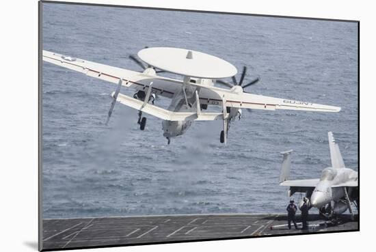 An E-2C Hawkeye Takes Off from the Flight Deck of USS Nimitz-null-Mounted Photographic Print