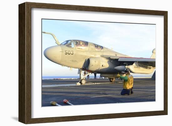 An Ea-6B Prowler Prepares to Launch from the Flight Deck of USS Ronald Reagan-null-Framed Photographic Print