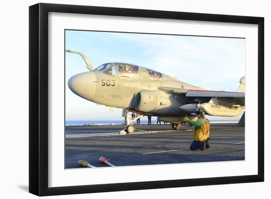 An Ea-6B Prowler Prepares to Launch from the Flight Deck of USS Ronald Reagan-null-Framed Photographic Print