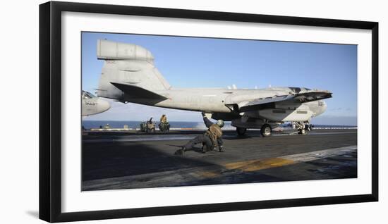 An Ea-6B Prowler Prepares to Launch Off the Flight Deck of USS Nimitz-null-Framed Photographic Print