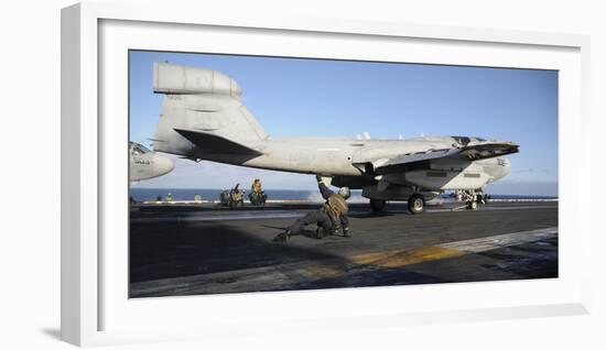 An Ea-6B Prowler Prepares to Launch Off the Flight Deck of USS Nimitz-null-Framed Photographic Print