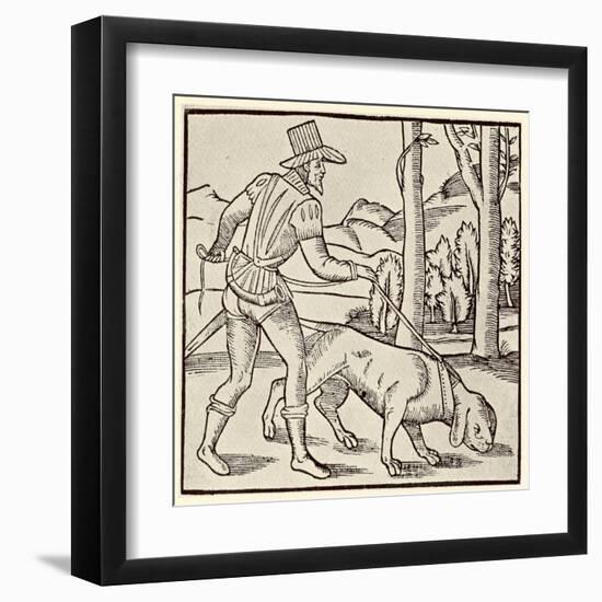 An Early Bloodhound Picks up the Trail-null-Framed Art Print