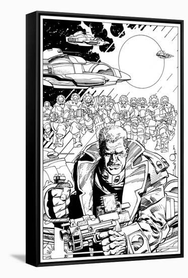 An Early Slammers Promotional Drawing for Malibu Comics - Inks-Walter Simonson-Framed Stretched Canvas