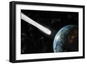 An Earth-Like Planet Facing an Imminent Collision with a Comet-null-Framed Premium Giclee Print