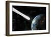 An Earth-Like Planet Facing an Imminent Collision with a Comet-null-Framed Art Print