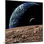 An Earth-Like Planet in Deep Space with an Orbiting Moon-null-Mounted Premium Giclee Print