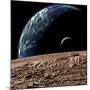 An Earth-Like Planet in Deep Space with an Orbiting Moon-null-Mounted Premium Giclee Print