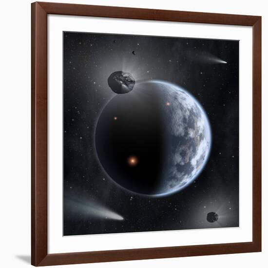 An Earth-Like Planet Made Up of Silicate-Based Rocks with Oceans Coating its Surface-null-Framed Art Print