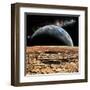 An Earth-Like Planet Rises over a Rocky and Barren Alien Moon-Stocktrek Images-Framed Art Print