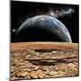An Earth-Like Planet Rises over a Rocky and Barren Alien Moon-Stocktrek Images-Mounted Art Print