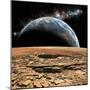 An Earth-Like Planet Rises over a Rocky and Barren Alien Moon-Stocktrek Images-Mounted Art Print