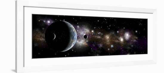 An Earth-Like Planet with a Pair of Moons in Orbit-null-Framed Art Print