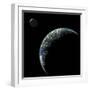 An Earth-Like Planet with an Orbiting Moon Illuminated by a Nearby Sun-null-Framed Art Print