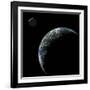 An Earth-Like Planet with an Orbiting Moon Illuminated by a Nearby Sun-null-Framed Art Print