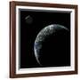 An Earth-Like Planet with an Orbiting Moon Illuminated by a Nearby Sun-null-Framed Art Print