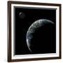 An Earth-Like Planet with an Orbiting Moon Illuminated by a Nearby Sun-null-Framed Art Print