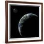 An Earth-Like Planet with an Orbiting Moon Illuminated by a Nearby Sun-null-Framed Art Print