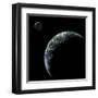 An Earth-Like Planet with an Orbiting Moon Illuminated by a Nearby Sun-null-Framed Art Print