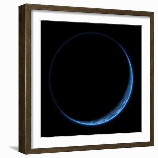 An Earth-Like Planet with its Atmosphere Illuminated by a Nearby Star-null-Framed Art Print