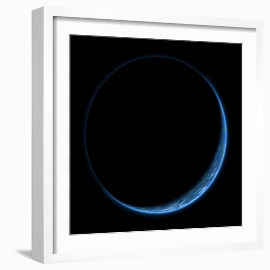 An Earth-Like Planet with its Atmosphere Illuminated by a Nearby Star-null-Framed Art Print