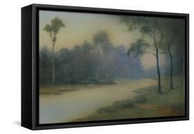 An Earthenware Scenic Plaque by Rookwood, Depicting a View of a River and Wooded Banks, 1917-Adler & Sullivan-Framed Stretched Canvas