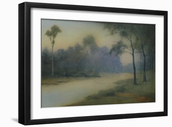 An Earthenware Scenic Plaque by Rookwood, Depicting a View of a River and Wooded Banks, 1917-Adler & Sullivan-Framed Giclee Print