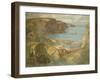 An East Coast Fishing Village, Possibly St. Abbs, with Trawlers Anchored Offshore-James Whitelaw Hamilton-Framed Giclee Print