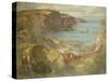 An East Coast Fishing Village, Possibly St. Abbs, with Trawlers Anchored Offshore-James Whitelaw Hamilton-Stretched Canvas