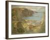 An East Coast Fishing Village, Possibly St. Abbs, with Trawlers Anchored Offshore-James Whitelaw Hamilton-Framed Giclee Print