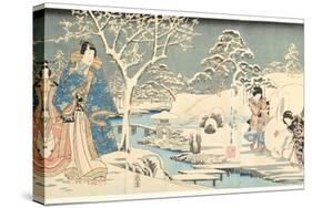 An Eastern Genji in a Snowy Garden, 1854-Utagawa Hiroshige & Kunisada-Stretched Canvas