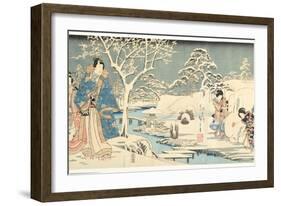 An Eastern Genji in a Snowy Garden, 1854-Utagawa Hiroshige & Kunisada-Framed Giclee Print