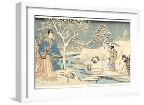 An Eastern Genji in a Snowy Garden, 1854-Utagawa Hiroshige & Kunisada-Framed Giclee Print