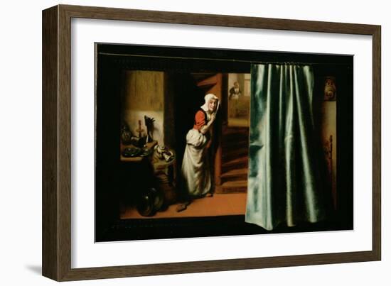 An Eavesdropper with a Woman Scolding, 1655-Nicholaes Maes-Framed Giclee Print