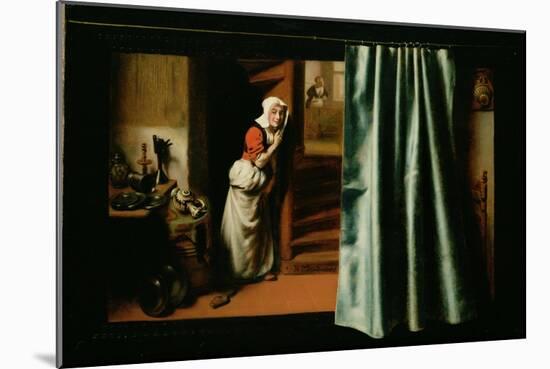 An Eavesdropper with a Woman Scolding, 1655-Nicholaes Maes-Mounted Giclee Print