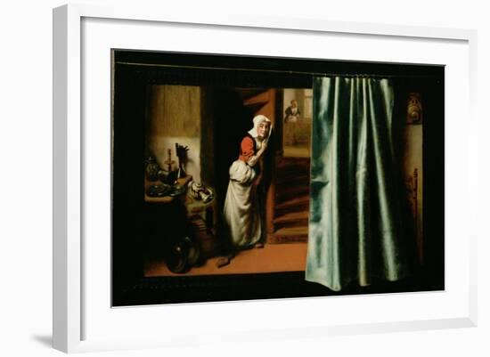 An Eavesdropper with a Woman Scolding, 1655-Nicholaes Maes-Framed Giclee Print