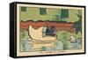 An Ebahi Fish Watches a Rat Pass through a Wooden Hoof Floating on the Water.” A Gondola Ride” ,193-Benjamin Rabier-Framed Stretched Canvas