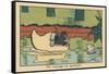 An Ebahi Fish Watches a Rat Pass through a Wooden Hoof Floating on the Water.” A Gondola Ride” ,193-Benjamin Rabier-Framed Stretched Canvas