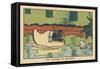 An Ebahi Fish Watches a Rat Pass through a Wooden Hoof Floating on the Water.” A Gondola Ride” ,193-Benjamin Rabier-Framed Stretched Canvas