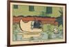 An Ebahi Fish Watches a Rat Pass through a Wooden Hoof Floating on the Water.” A Gondola Ride” ,193-Benjamin Rabier-Framed Giclee Print