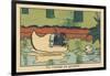 An Ebahi Fish Watches a Rat Pass through a Wooden Hoof Floating on the Water.” A Gondola Ride” ,193-Benjamin Rabier-Framed Giclee Print