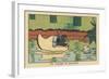 An Ebahi Fish Watches a Rat Pass through a Wooden Hoof Floating on the Water.” A Gondola Ride” ,193-Benjamin Rabier-Framed Giclee Print