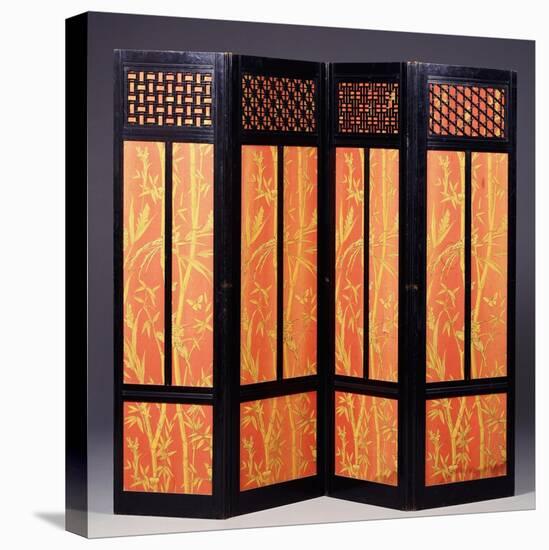 An Ebonised Four Fold Aesthetic Movement Screen, English Circa 1875-null-Stretched Canvas