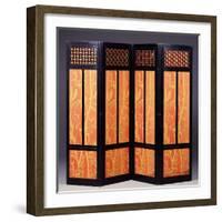 An Ebonised Four Fold Aesthetic Movement Screen, English Circa 1875-null-Framed Giclee Print