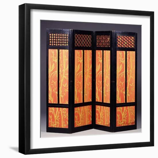 An Ebonised Four Fold Aesthetic Movement Screen, English Circa 1875-null-Framed Giclee Print